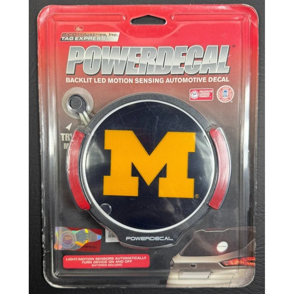 Rico Ind. PowerDecal Michigan Wolverines NCAA Backlit LED Decal Tag Express NOS